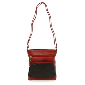 DrachenLeder Damen Tasche Handtasche Echt Leder rot schwarz 21x6x22 cm OTZ100R