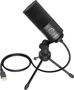 FIFINE USB Mikrofon PC Gaming, Microphone für MAC PS4 PS5, Podcast Mikrofon mit Ständer, Studioqualität Aufnahme kondensator Microfon für Streaming, Studio -Schwarz