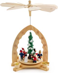 BRUBAKER 1-stöckige Weihnachtspyramide aus Holz - 30 cm - Weihnachtsbaum mit Winter Szene