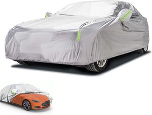 Autoschutzhülle Auto Abdeckung - Car Cover - Autoplane Silber Hülle Plane wasserdicht - für alle Arten von PKW/KFZ Autoabdeckung Abdeckplane