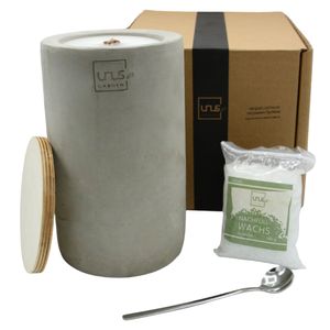 UNUS® Kerze aus Beton handgemacht mit Dauerdocht schmal zylinderförmigTischfeuer