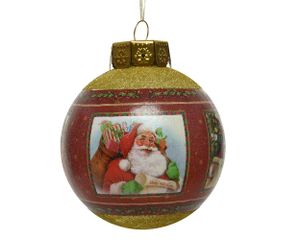 Weihnachtskugeln Kunststoff mit Weihnachtsmann Motiven 20cm rot / gold