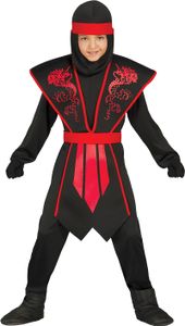Schatten Ninja Kämpfer Faschingskostüm, Größe: 7 - 9 Jahre Farbe: Schwarz