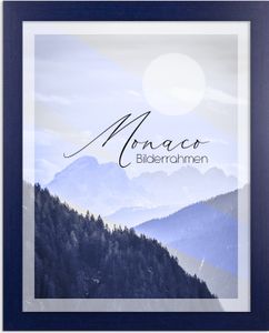 Bilderrahmen Monaco - 45x55 cm, Dunkelblau Gewischt Dekor, 1 mm Kunstglas klar