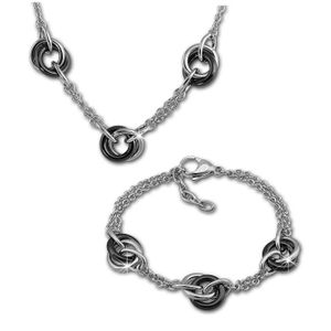 Amello Sada šperků z nerezové oceli Keramické kroužky Náhrdelník a náramek ESSX37S
