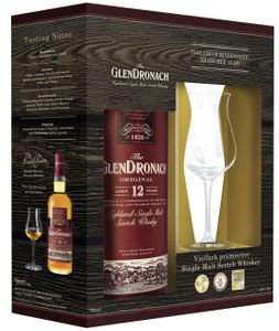 The GlenDronach Original 12 Jahre Highland Single Malt Scotch Whisky + 1 Ritzenhoff Grenoble Glas Geschenkset | 43 % vol | 0,7 l