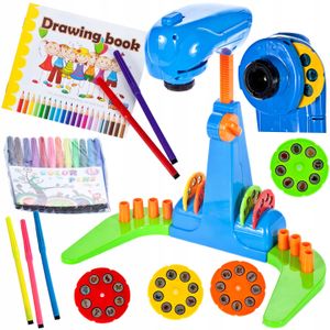 Malplay Kratives Spielzeug Blaues Projektor Zum Zeichnen + Zubehör 12 Flamaser 21 Dias Malen Zeihnen Zaubertafel Für Kinder Ab 3 Jahren