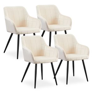 CLIPOP Esszimmerstühle 4er Set aus Samt, Design Stühle für Lounge Wohnzimmer Esszimmer, beige