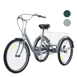 24 Zoll Dreirad für Erwachsene Fahrrad 3-Rad-Dreirad mit Einkaufskorb Räder
