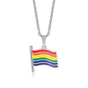 LGBT Kette: Regenbogen Anhänger Kette „Flagge“