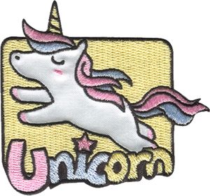 Einhorn springt Unicorn - Aufnäher, Bügelbild, Aufbügler, Applikationen, Patches, Flicken, Zum Aufbügeln, Größe: 8 x 7,3 cm