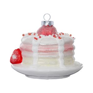 Christbaumschmuck Glas Torte mit Erdbeeren 10cm weiß / rot