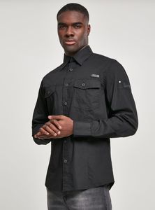 Brandit - SlimFit Shirt Schwarz Hemd Outdoor Tarnmuster Größe XL