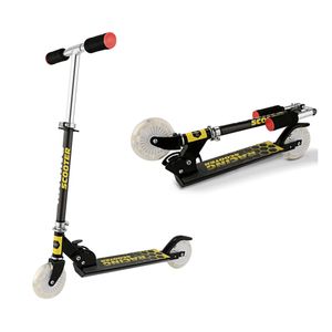 CAROMA Kinderroller mit ABEC 7 Lagern, Höhenverstellbar, faltbarer Lenker, Belastbarkeit 50 kg, für Kinder ab 3 Jahren, Schwarz