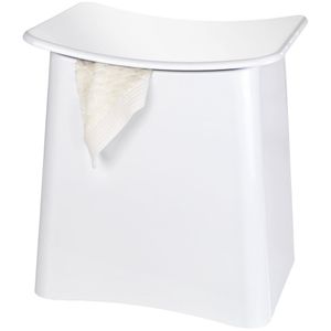 WENKO Bad Hocker Wing Wäsche Sammler Sortkierer mit Sack 33L Sitz Hocker WC