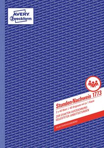 AVERY Zweckform Formularbuch "Stunden Nachweis" SD A4 2 x 40 Blatt