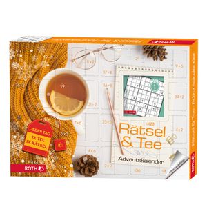 ROTH Rätsel + Tee-Adventskalender 2023 gefüllt mit hochwertigem Tee und Rätselbuch,Teebeutel-Kalender für die Vorweihnachtszeit