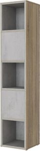 SMARTBett Standregal, Würfelregal  für Wohnzimmer, Kinderzimmer, Schlafzimmer und Büro |  Regal Eiche Sonoma + 2 Türen und 3 Würfel Beton