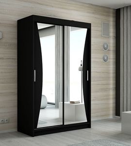 Schwebetürenschrank, 2-türig Schrank mit Spiegel! Moderne Garderobe für Kleidung. Verschiedene Farben (Weiß, Schwarz, Somona) Kleiderschrank NIKO 160  cm