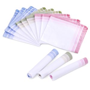 JEMIDI Taschentücher aus Baumwolle - 12x Stofftaschentücher im Set - Taschentuch aus Stoff für Damen Herren Kinder - wiederverwendbar - weiß blau grün rosa