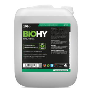 BiOHY Spülmittel (10l Kanister) | Frei von schädlichen Chemikalien & biologisch abbaubar | Glanz- & Fettlöseformel | Für Gastronomie, Industrie und Haushalt geeignet