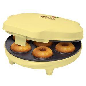 Bestron Donut Maker im Retro Design, Sweet Dreams, Antihaftbeschichtung, 700 Watt, Farbe: Gelb
