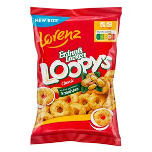 ErdnußLocken Loopys Mais Snack mit frisch gemahlenen Erdnüssen 130g