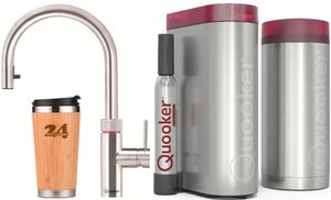 »QUOOKER FLEX Zugauslauf Edelstahl COMBI B mit CUBE 2 *Der Wasserhahn, der alles kann! (22XRVSCUBE)« (2-St) 100°C Kochendwasserhahn mit Trinkwassersys