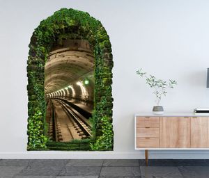 3D Wandtattoo Garten Tor Dschungel U Bahn U-Bahn Zug Tunnel Retro Pflanzen Tür Gewölbe Wand Aufkleber Wandsticker 11FB459, Größe in cm:27cmx45cm