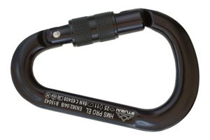 HMS Karabiner | Stubai Karabiner mit Schraubverschluss, Schraubkarabiner zum Klettern, Kletter-Karabinerhaken, Sicherungskarabiner zum Bergsteigen, Schwarz