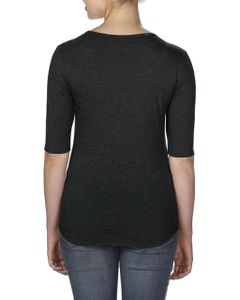 Anvil Damen 1/2 Arm T-Shirt Shirt Oberteil Damenshirt Rundhals, Größe:M, Farbe:Schwarz