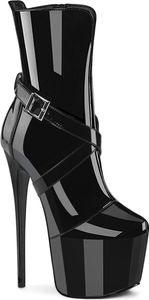 JUBILANT-1011 Pleaser High Heels abnehmbares Riemchen Plateaustiefeletten schwarz Lack