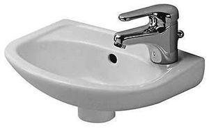 Duravit Handwaschbecken COMPACT DURAPLUS mit Überlauf, Hahnlochbank 365 x 265 mm, Hahnloch-Vorstich bahamabeige