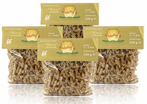 Nudelly's® Quattro Forza glutenfreie Pasta im 4er-Pack, Sesammehl, Eier-Nudeln mit Tapioka-Stärke als Fusilli, paleo, clean, sojafrei