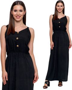 Damen Sommerkleid Maxiikleid Cocktail I Knöpfe I Party I Strand I Moraj 2600-001 - Schwarz - M Damen Sommerkleid Maxiikleid Cocktail I Knöpfe I Party I Strand I Moraj 2600-001 - Schwarz - M