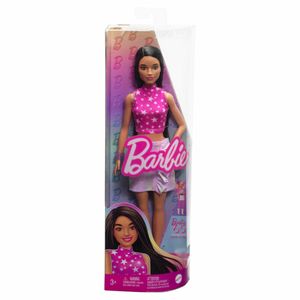 Mattel Barbie Fashionistas Puppe (schwarze Haare) Rock Pink und Metalic