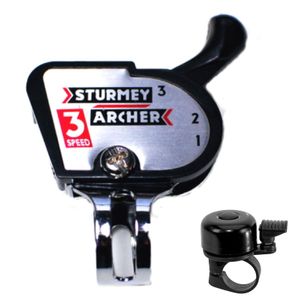 Sturmey Archer Klickschalter Fahrradschaltung Schalthebel 3-Gang inkl. Fahrradklingel