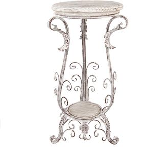 Clayre & Eef Pflanztisch 40x40x75 cm Weiß Braun Metall