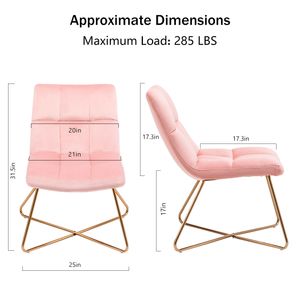 2er Set Sessel Stuhl Samt Gestell golden gesteppt Lounge Sessel Relax-Sessel, Farbe:Pink, Material:Samt