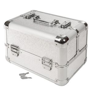 Kozmetický kufrík so 4 rozkladacími priehradkami, zamatové vnútorné obloženie 22 x 30 x 21 cm
