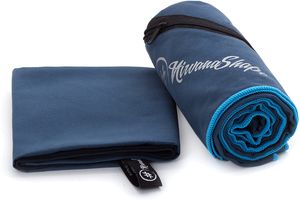 NirvanaShape ®  Mikrofaser Handtücher | saugfähig, leicht, schnelltrocknend, Größe:70x140cm+60x120cm, Farbe:Blau / Blauer Rand