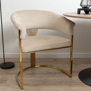 Milton & Oldbrook Samt Esszimmerstuhl Valletta Beige - Gold