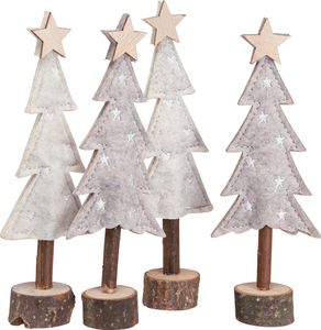 Zestaw filcowych ozdób choinkowych z gwiazdą kremowo-beżowy 18cm 4 szt