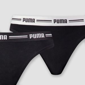 PUMA Damen String - Iconic, Soft Baumwolle Modal Stretch, 2er Pack Schwarz S