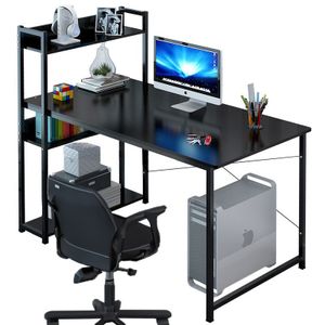 Computer-Schreibtisch, schwarz, , Schreibtisch mit Regal, skandinavischer Stil, LOFT