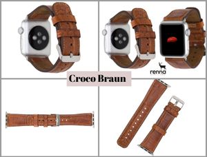 Samsung Watch Armbänder aus echtem Leder Hochwertige  vielseitige Accessoires 20mm Watch Band Croco Braun