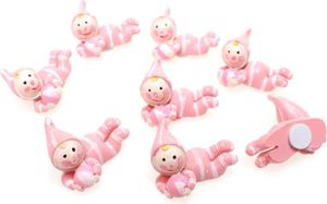 8 x Streudeko Baby Girl Mädchen 3cm mit Klebepunkt liegend Taufe Geburt Tischdeko , Ausf:Mädchen