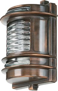 Außen Wandleuchte GRACIA aus Messing Glas E27 H: 22 cm IP64 rostfrei in Kupfer antik Außenlampe