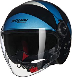 Jet Helm NOLAN N21 VISOR Tangente 353 Schwarz Silber Blau größe L