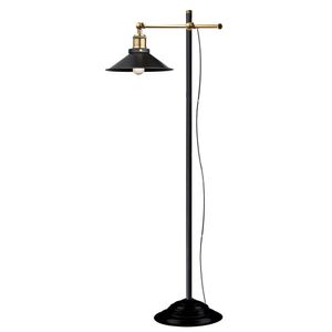 Beistelllampe, Altmessing, schwarz, E27, Retro, H 155cm